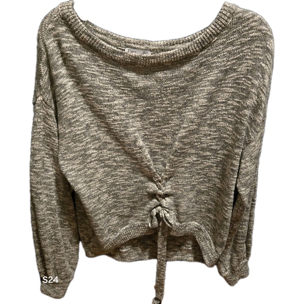 Dex Womens Small Knit Shirt, Gray Pullover, Crop Front